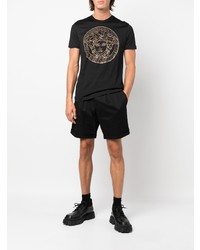 schwarzes verziertes T-Shirt mit einem Rundhalsausschnitt von Versace