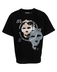 schwarzes verziertes T-Shirt mit einem Rundhalsausschnitt von Misbhv