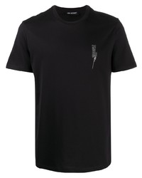 schwarzes verziertes T-Shirt mit einem Rundhalsausschnitt von Neil Barrett