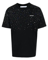 schwarzes verziertes T-Shirt mit einem Rundhalsausschnitt von Off-White