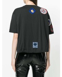 schwarzes verziertes T-Shirt mit einem Rundhalsausschnitt von Mr & Mrs Italy