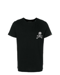 schwarzes verziertes T-Shirt mit einem Rundhalsausschnitt von Philipp Plein