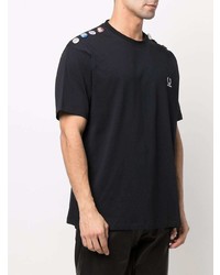 schwarzes verziertes T-Shirt mit einem Rundhalsausschnitt von Raf Simons X Fred Perry