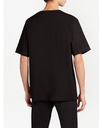 schwarzes verziertes T-Shirt mit einem Rundhalsausschnitt von Giuseppe Zanotti