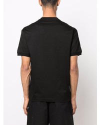 schwarzes verziertes T-Shirt mit einem Rundhalsausschnitt von Ea7 Emporio Armani