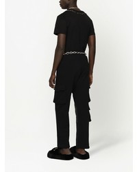 schwarzes verziertes T-Shirt mit einem Rundhalsausschnitt von Dolce & Gabbana