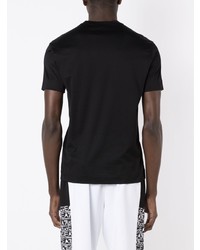 schwarzes verziertes T-Shirt mit einem Rundhalsausschnitt von Emporio Armani