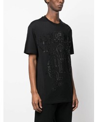 schwarzes verziertes T-Shirt mit einem Rundhalsausschnitt von Philipp Plein