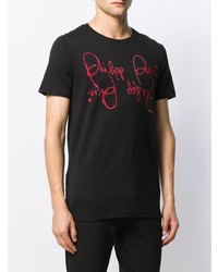 schwarzes verziertes T-Shirt mit einem Rundhalsausschnitt von Philipp Plein