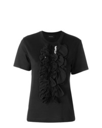 schwarzes verziertes T-Shirt mit einem Rundhalsausschnitt von Simone Rocha