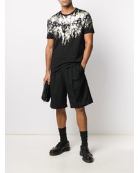 schwarzes verziertes T-Shirt mit einem Rundhalsausschnitt von Philipp Plein