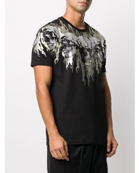 schwarzes verziertes T-Shirt mit einem Rundhalsausschnitt von Philipp Plein