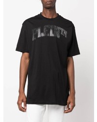 schwarzes verziertes T-Shirt mit einem Rundhalsausschnitt von Philipp Plein