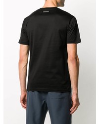 schwarzes verziertes T-Shirt mit einem Rundhalsausschnitt von Les Hommes