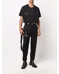 schwarzes verziertes T-Shirt mit einem Rundhalsausschnitt von Givenchy