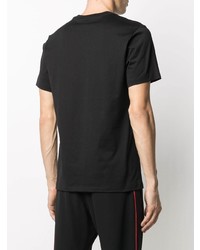 schwarzes verziertes T-Shirt mit einem Rundhalsausschnitt von Roberto Cavalli