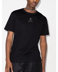 schwarzes verziertes T-Shirt mit einem Rundhalsausschnitt von Mastermind Japan