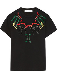 schwarzes verziertes T-Shirt mit einem Rundhalsausschnitt von Toga