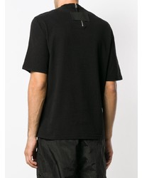 schwarzes verziertes T-Shirt mit einem Rundhalsausschnitt von Alyx
