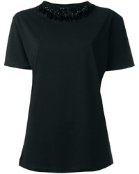 schwarzes verziertes T-shirt von McQ by Alexander McQueen