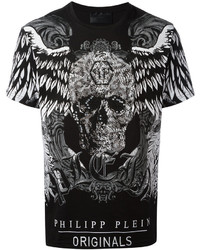 schwarzes verziertes T-shirt von Philipp Plein