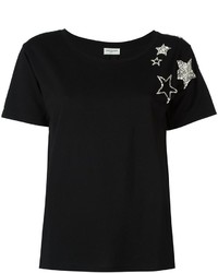 schwarzes verziertes T-shirt von Saint Laurent