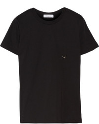 schwarzes verziertes T-shirt von Thierry Mugler