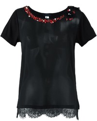 schwarzes verziertes T-shirt von Twin-Set