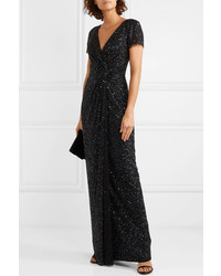 schwarzes verziertes Tüll Ballkleid von Jenny Packham