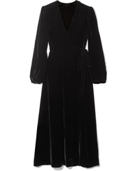 schwarzes Wickelkleid aus Samt von Les Rêveries