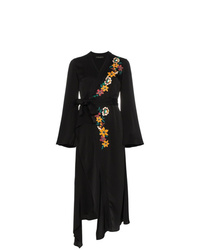 schwarzes Wickelkleid mit Blumenmuster von Etro