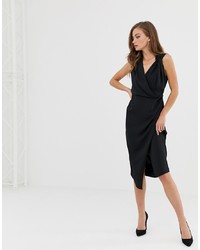 schwarzes Wickelkleid von ASOS DESIGN