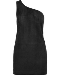 schwarzes figurbetontes Kleid aus Wildleder