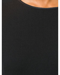 schwarzes Wollgerade geschnittenes kleid mit Lochstickerei von Emilio Pucci