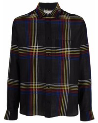schwarzes Wolllangarmhemd mit Schottenmuster von Saint Laurent