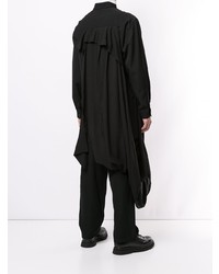 schwarzes Wolllangarmhemd von Yohji Yamamoto