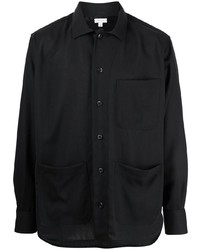 schwarzes Wolllangarmhemd von Caruso