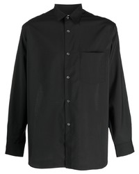 schwarzes Wolllangarmhemd von Comme Des Garcons SHIRT