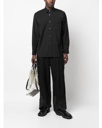 schwarzes Wolllangarmhemd von Comme Des Garcons SHIRT