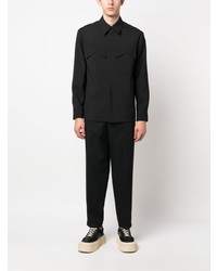 schwarzes Wolllangarmhemd von Jil Sander