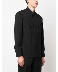 schwarzes Wolllangarmhemd von Jil Sander