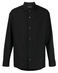 schwarzes Wolllangarmhemd von Emporio Armani