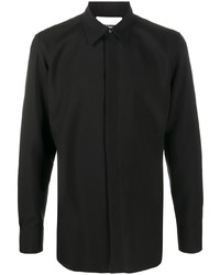 schwarzes Wolllangarmhemd von Jil Sander