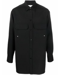 schwarzes Wolllangarmhemd von Jil Sander