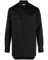 schwarzes Wolllangarmhemd von Jil Sander