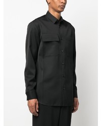 schwarzes Wolllangarmhemd von Jil Sander