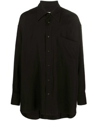 schwarzes Wolllangarmhemd von MM6 MAISON MARGIELA