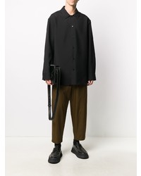 schwarzes Wolllangarmhemd von Jil Sander