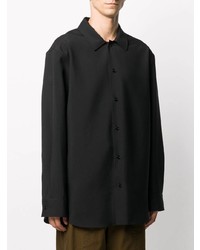 schwarzes Wolllangarmhemd von Jil Sander