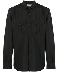 schwarzes Wolllangarmhemd von Saint Laurent